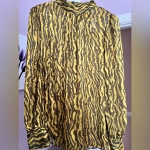 H&M Blouse Animal Print Mock Neck